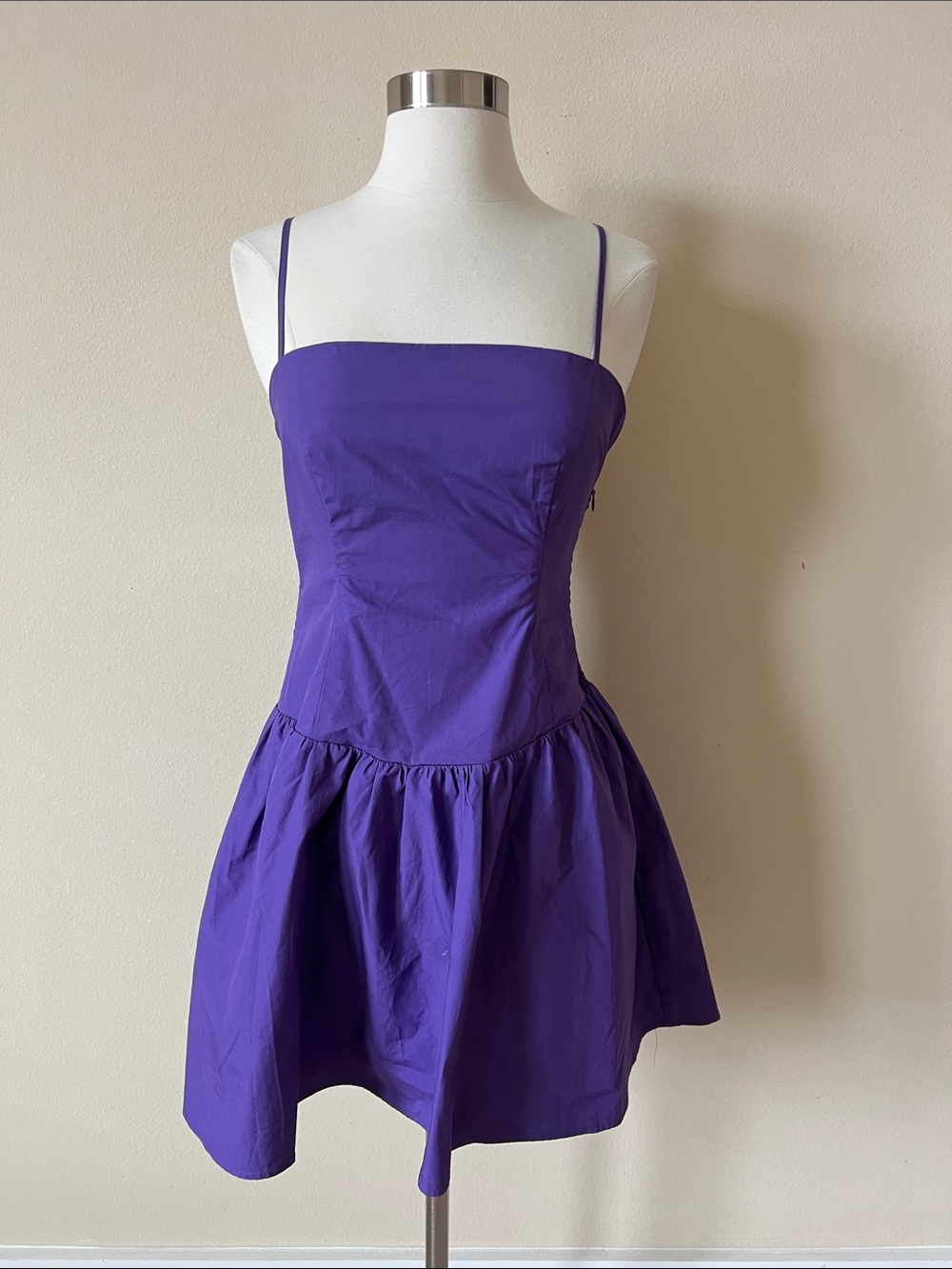 Susana Monaco Purple Spaghetti Strap Fit-and-Flare Dress